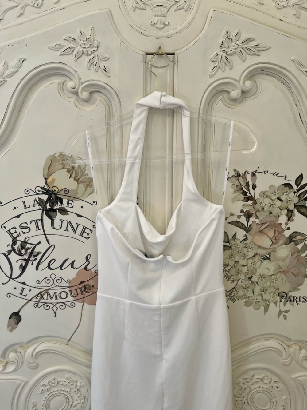 Lulus Prominent Charm White Halter Bodycon Tulip Midi Dress Size M NWOT - Picture 9 of 12